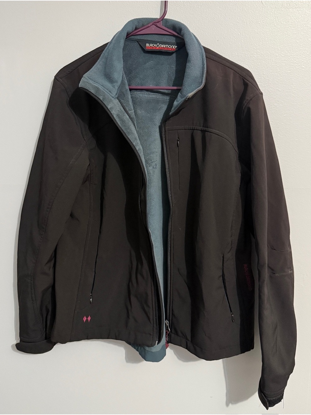 Black Diamond Mens Extra Large Black Softshell Jacket Fleece Liner Full Zip
